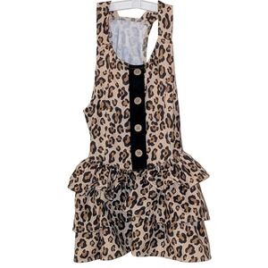 House of Barker Leopard Print Dog Dress Medium NWT Cheetah Ruffle Tiered Pet